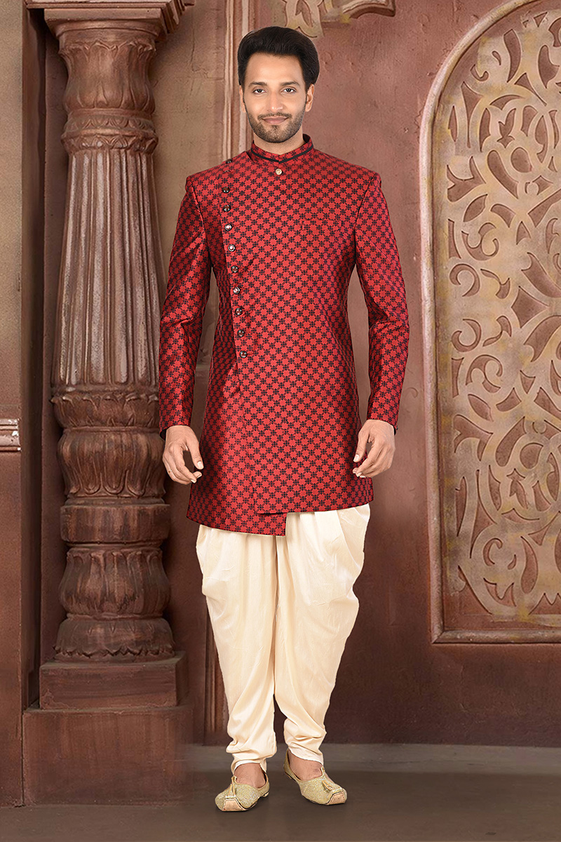 red indo western dress for man